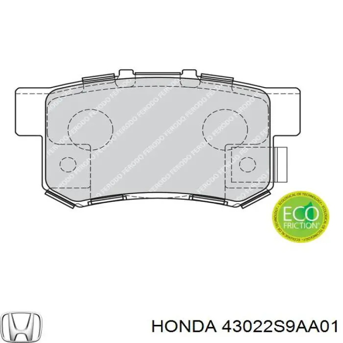 Колодки гальмові задні, дискові 43022S9AA01 Honda