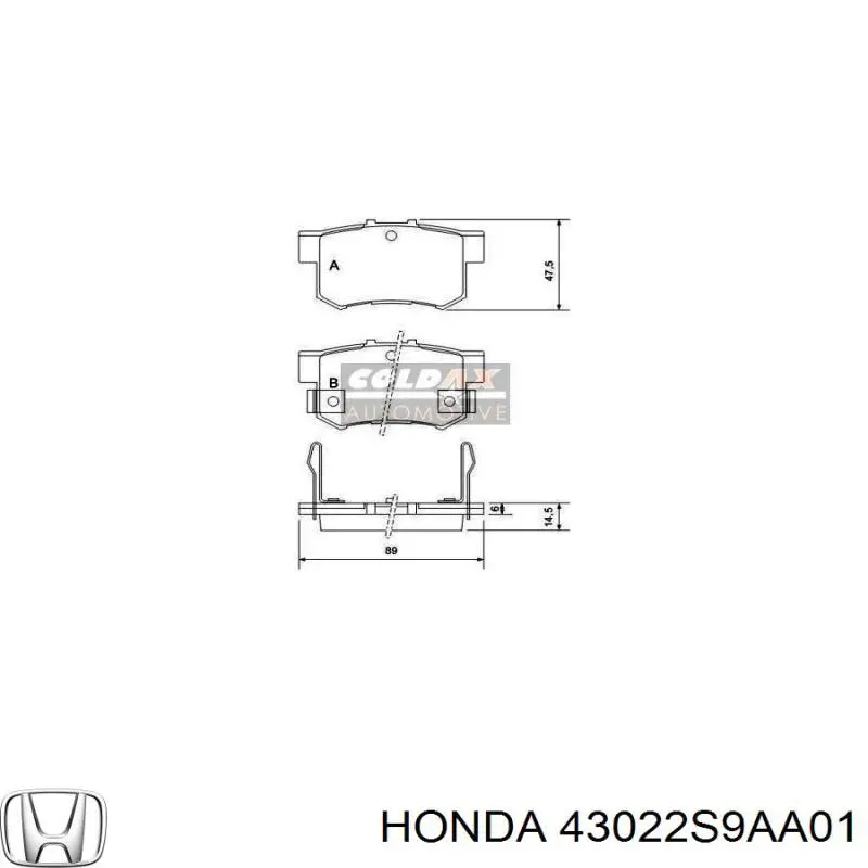 Задні гальмівні колодки 43022S9AA01 Honda