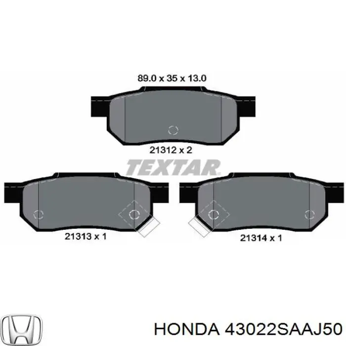 Купити 43022SAAJ50 Honda Задні колодки