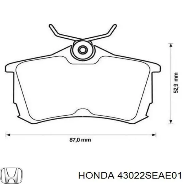 43022SEAE01 Honda колодки гальмові задні, дискові