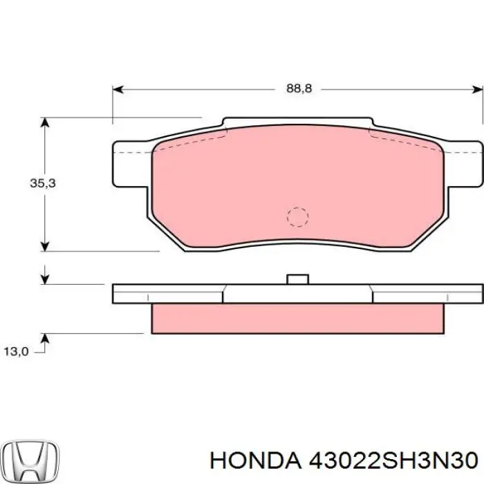Купити 43022SH3N30 Honda Задні колодки