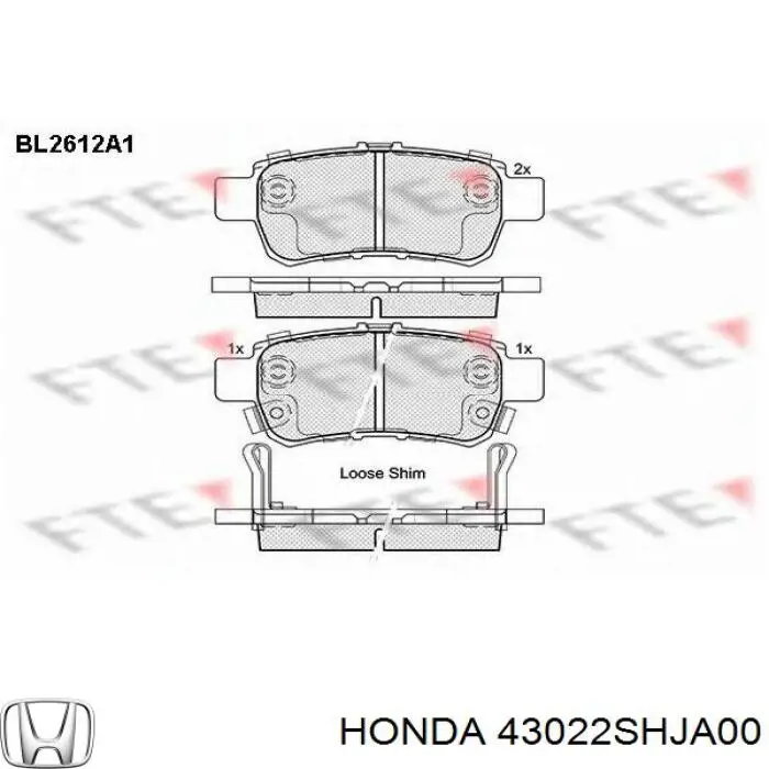 Купити 43022SHJA00 Honda Задні колодки