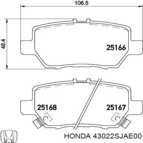 Купити 43022SJAE00 Honda Задні колодки