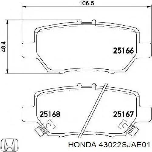 Купити 43022SJAE01 Honda Задні колодки