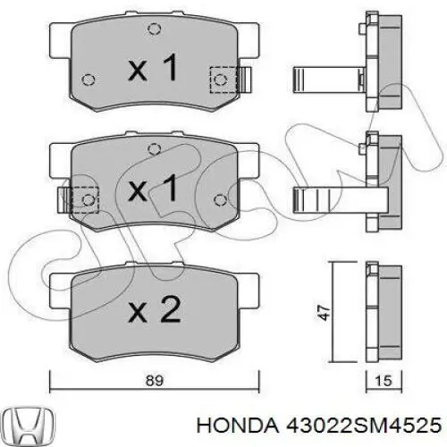 Задні гальмівні колодки Honda 43022SM4525 ціна, від 17.03 USD