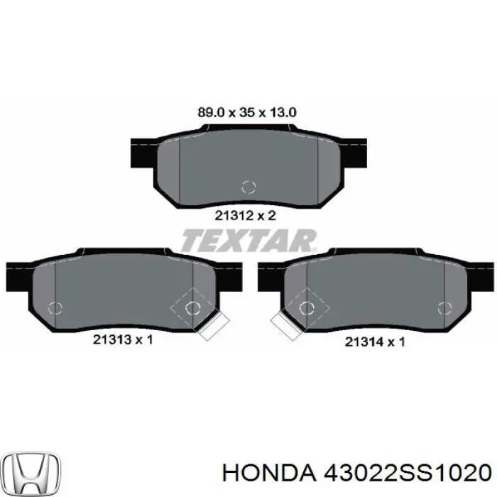 43022SS1020 Honda колодки гальмові задні, дискові