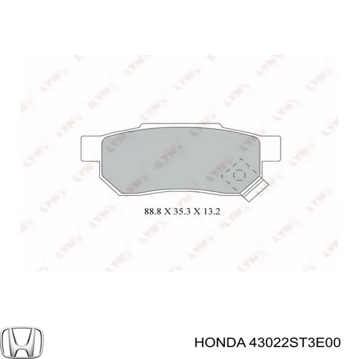 43022ST3E00 Honda Колодки гальмівні задні, дискові