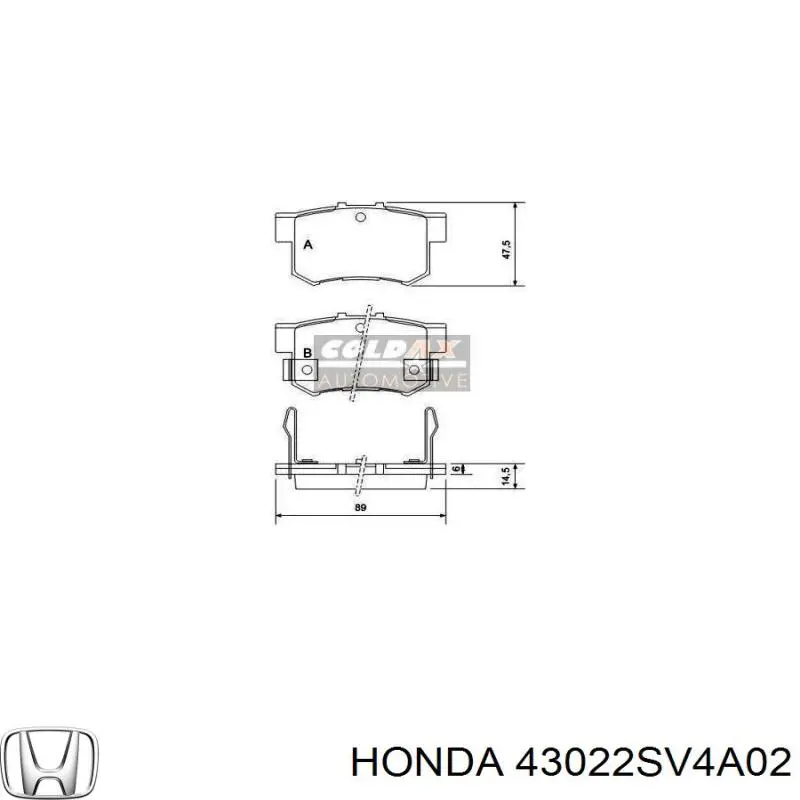 43022SV4A02 Honda колодки гальмові задні, дискові