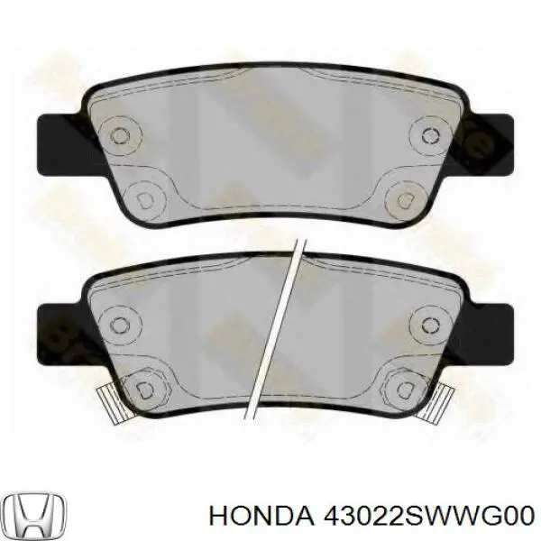 43022SWWG00 Honda Колодки гальмівні задні, дискові