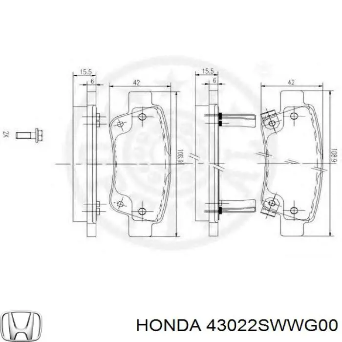 Задні гальмівні колодки Honda 43022SWWG00 ціна, від 22.80 USD