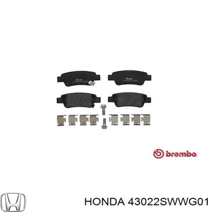 Задні гальмівні колодки Honda 43022SWWG01 ціна, від 22.80 USD