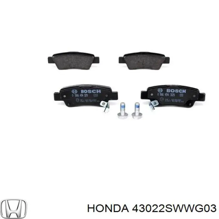 43022SWWG03 Honda колодки гальмові задні, дискові