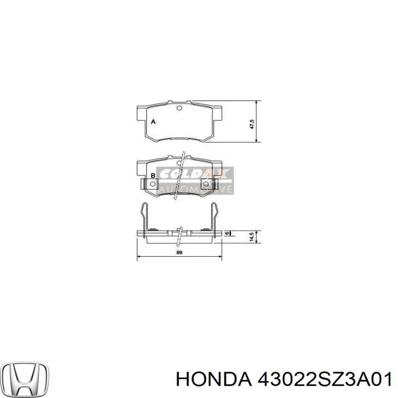 43022SZ3A01 Honda колодки гальмові задні, дискові
