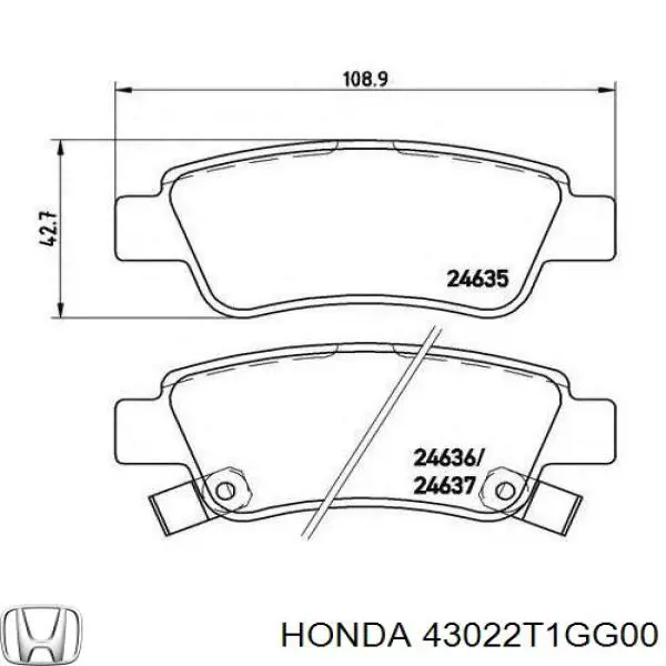 Задні гальмівні колодки 43022T1GG00 Honda