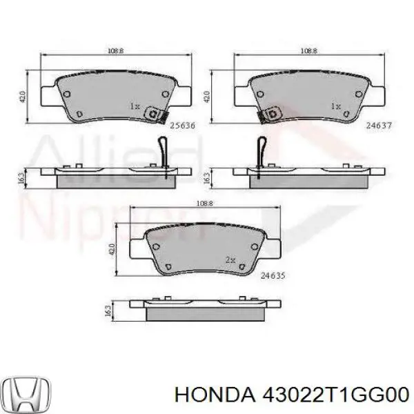 Задні гальмівні колодки Honda 43022T1GG00 ціна, від 22.92 USD