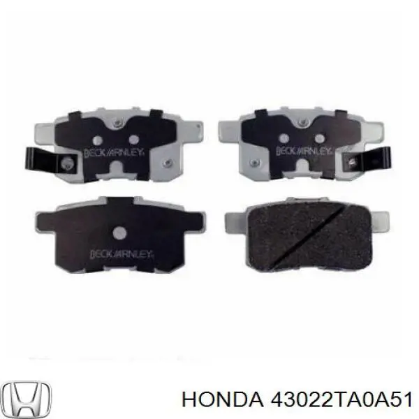 43022TA0A51 Honda Колодки гальмівні задні, дискові