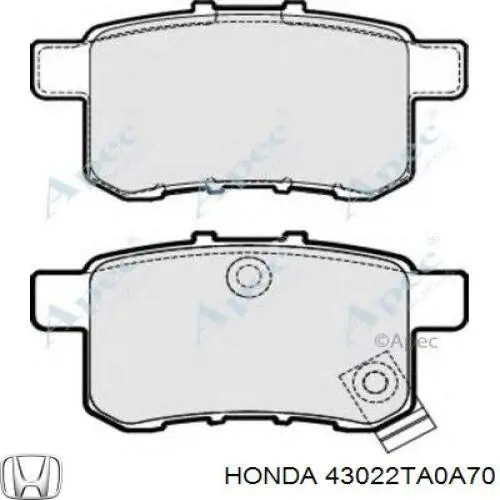 43022TA0A70 Honda Колодки гальмівні задні, дискові