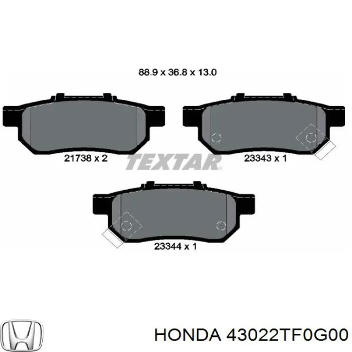 Купити 43022TF0G00 Honda Задні колодки