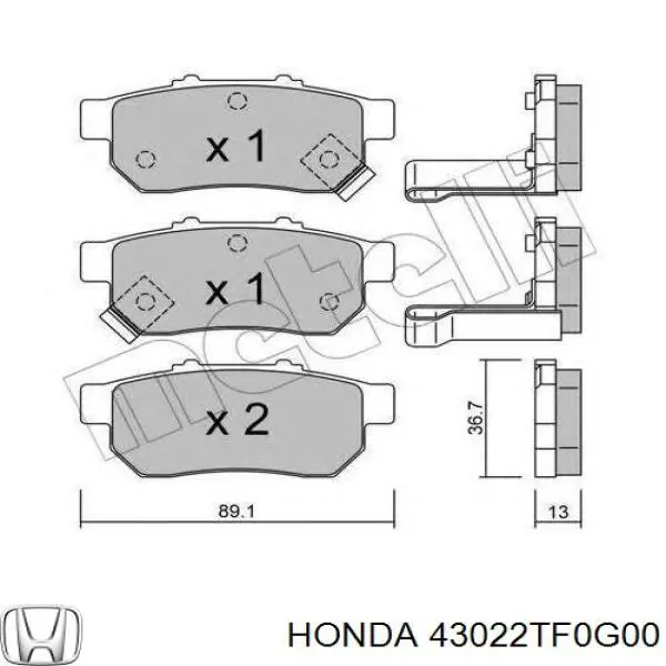43022TF0G00 Honda колодки гальмові задні, дискові