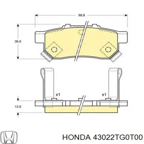 43022TG0T00 Honda колодки гальмові задні, дискові