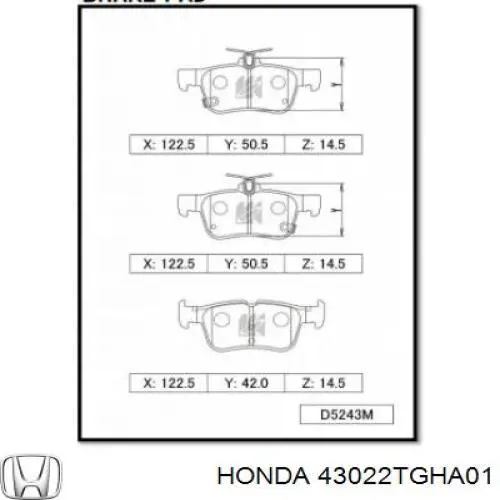 Задні гальмівні колодки Honda 43022TGHA01 ціна, від 31.22 USD