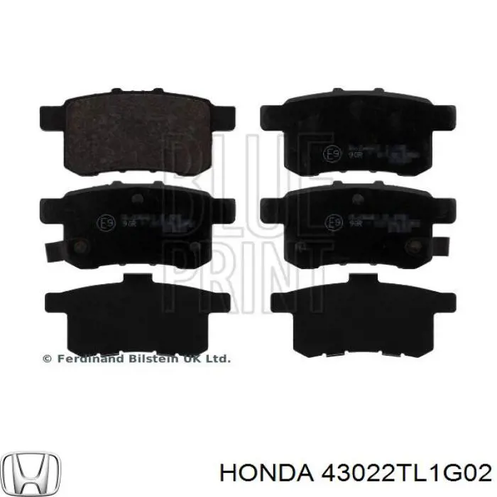 43022TL1G02 Honda Колодки гальмівні задні, дискові