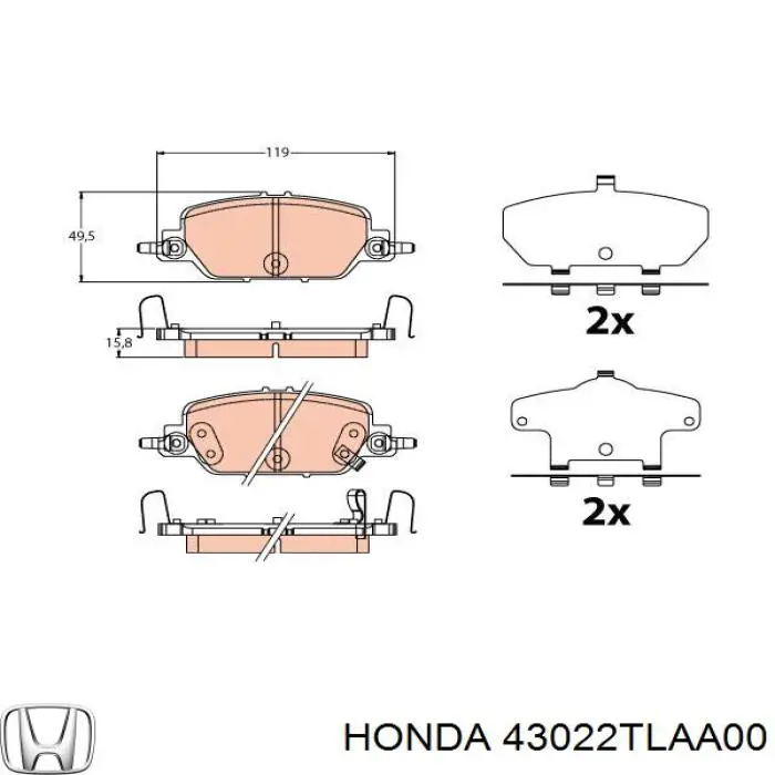 43022TLAA00 Honda колодки гальмові задні, дискові