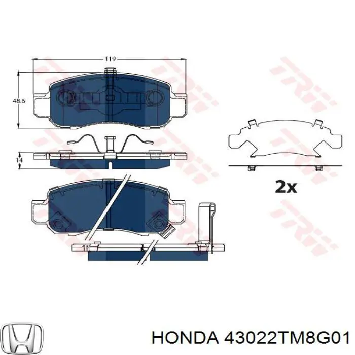 Купити 43022TM8G01 Honda Задні колодки