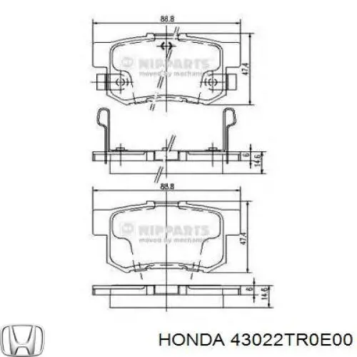 Купити 43022TR0E00 Honda Задні колодки