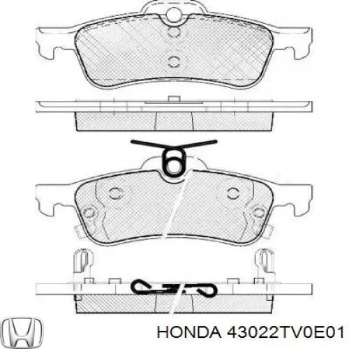 Задні гальмівні колодки Honda 43022TV0E01 ціна, від 21.10 USD