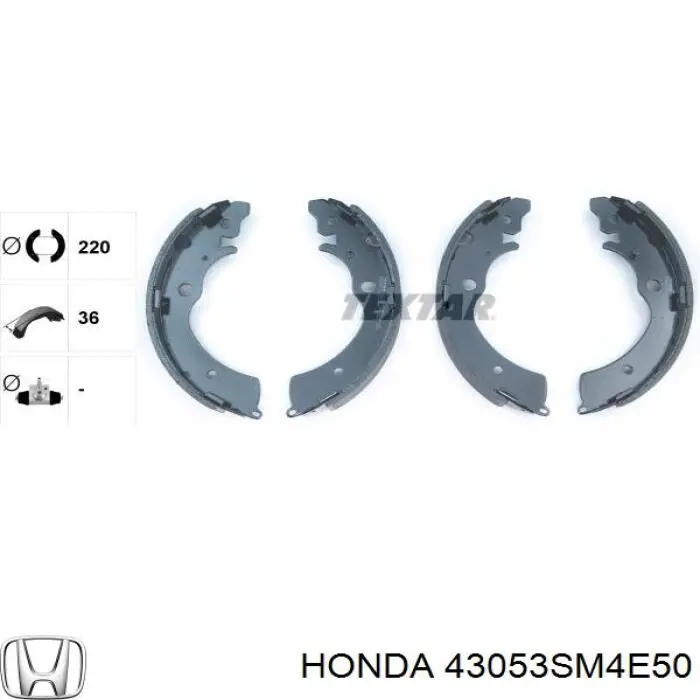 Колодки гальмові задні, барабанні Honda 43053SM4E50 ціна, від 19.12 USD