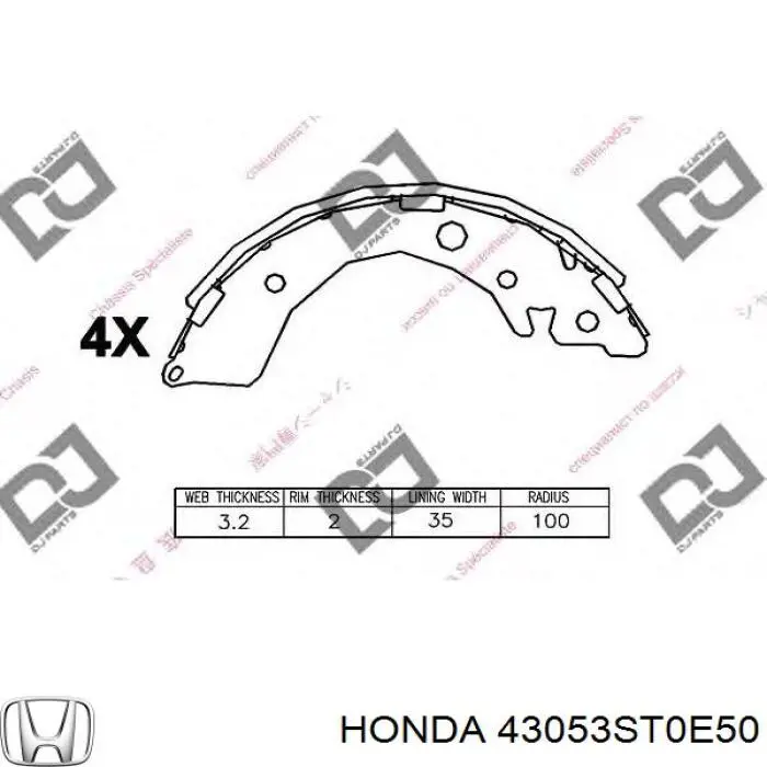 Колодки гальмові задні, барабанні 43053ST0E50 Honda