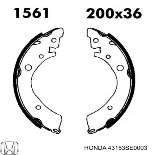 Колодки гальмові задні, барабанні Honda 43153SE0003 ціна, від 16.62 USD