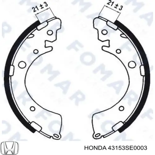 Купити 43153SE0003 Honda Колодки гальмові задні, барабанні