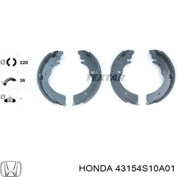 Колодки гальмові задні, барабанні Honda 43154S10A01 ціна, від 898.0 UAH