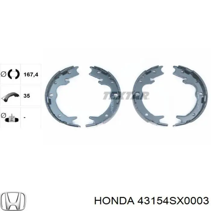 Купити 43154SX0003 Honda Гальмівні колодки гальма стоянки