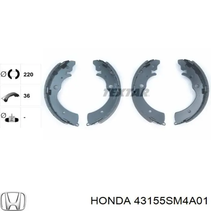Купити 43155SM4A01 Honda Колодки гальмові задні, барабанні