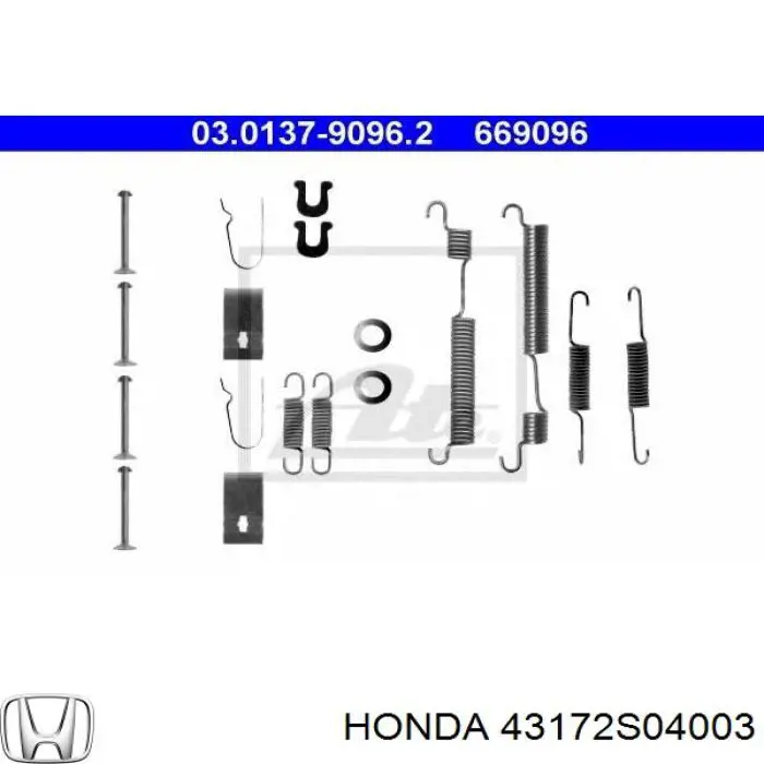 43172S04003 Honda ремкомплект гальмівних колодок
