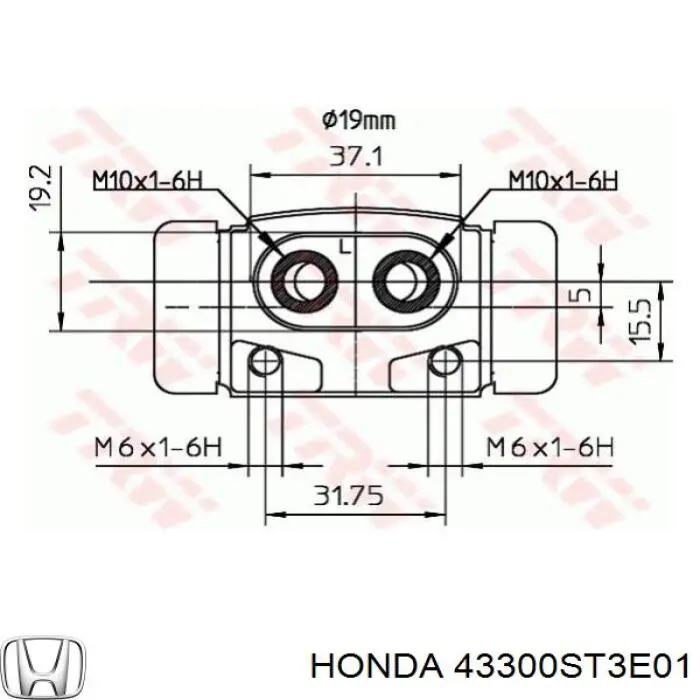 Циліндр гальмівний колісний/робітник, задній 43300ST3E01 Honda