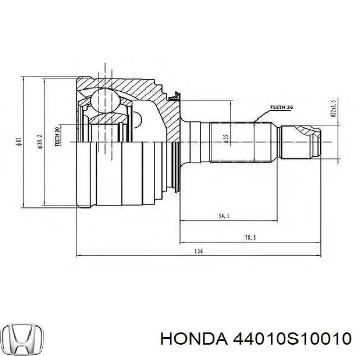 ШРУС зовнішній передній 44010S10010 Honda