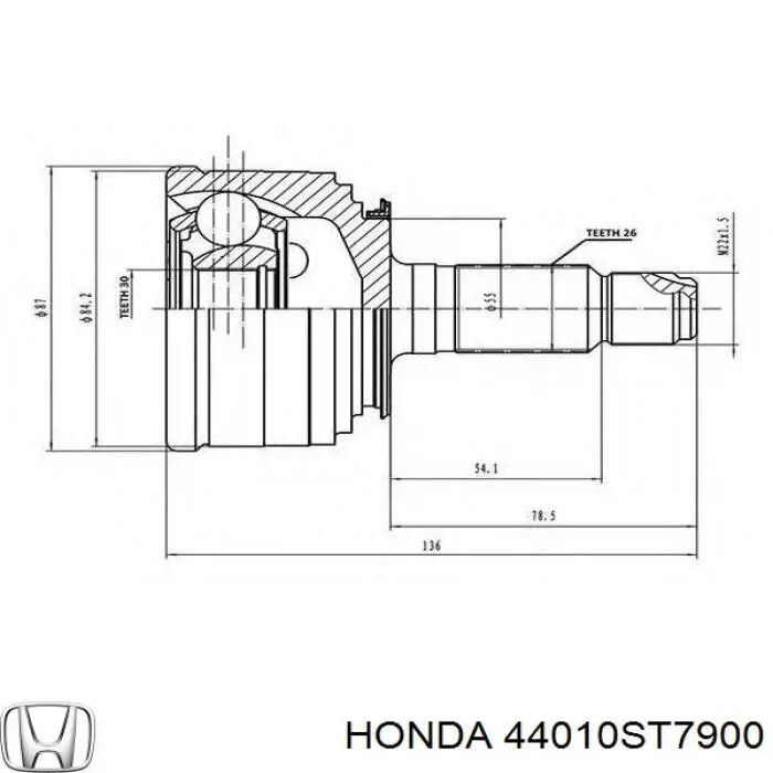 44011S04J01 Honda Привід передній правий