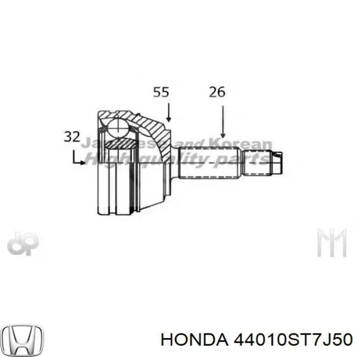 Піввісь (привід) передня, права 44305SK7J71 Honda