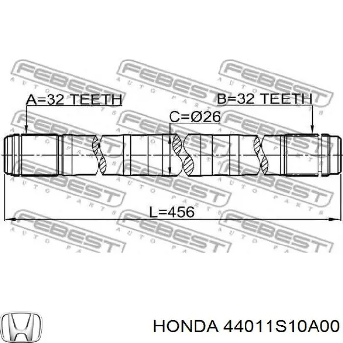 Купити 44011S10A00 Honda Ліва піввісь