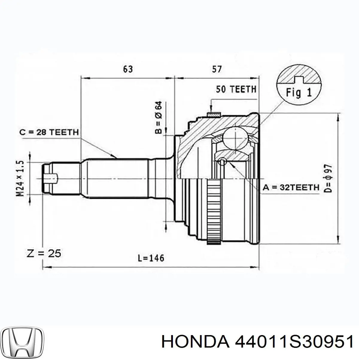 44011S30951 Honda Граната зовнішня