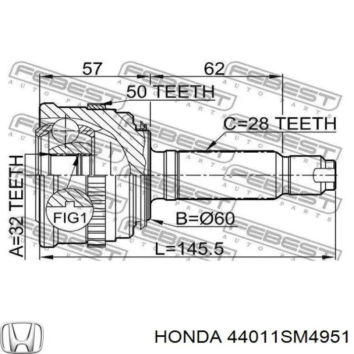  Піввісь (привід) передня, ліва Honda Accord 4