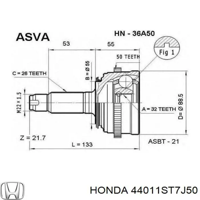  44011ST7J50 Honda