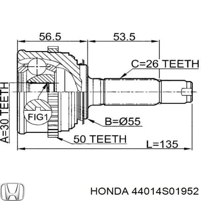 44014S01952 Honda шрус зовнішній передній