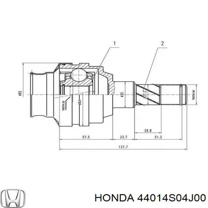 ШРУС зовнішній передній 44014S04J00 Honda