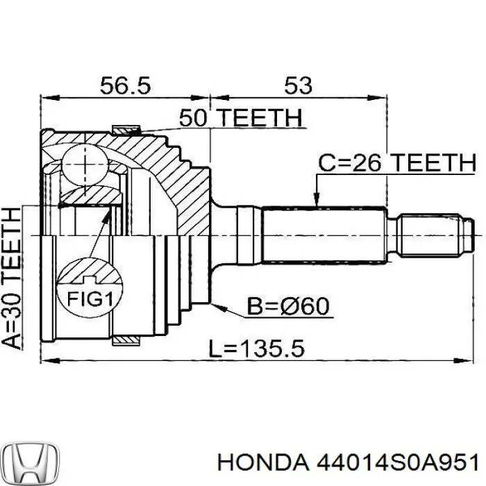 ШРУС зовнішній передній 44014S0A952 Honda