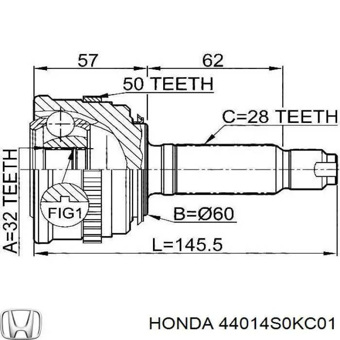 Граната колісна Honda 44014S0KC02 ціна, від 41.10 USD